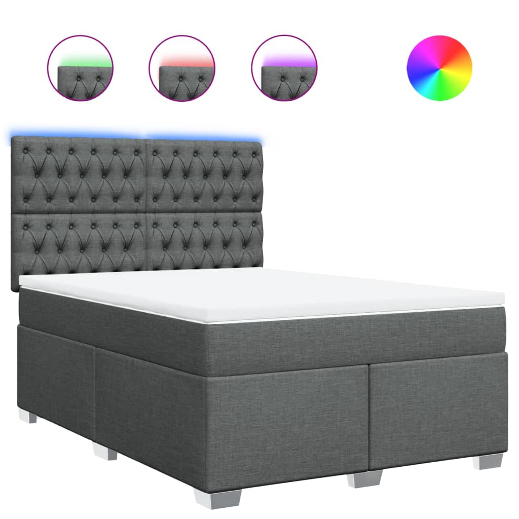 vidaXL Boxspring met matras stof donkergrijs 160x200 cm grijs, foto 3