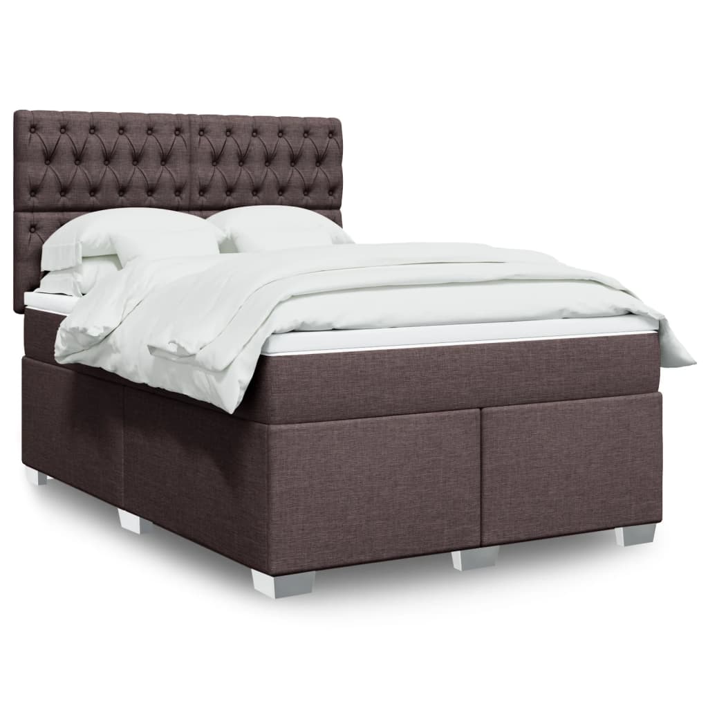 Boxspringbett mit Matratze Dunkelbraun 160×200 cm Stoff