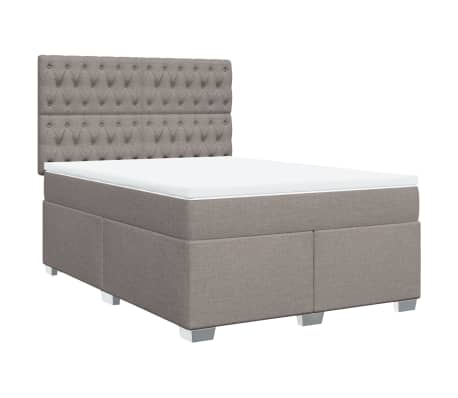 vidaXL Boxspringbett mit Matratze Taupe 160x200 cm Stoff