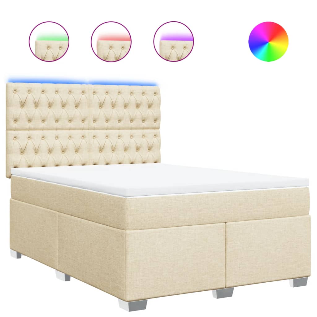 vidaXL Box spring postel s matrací krémová 160x200 cm textil