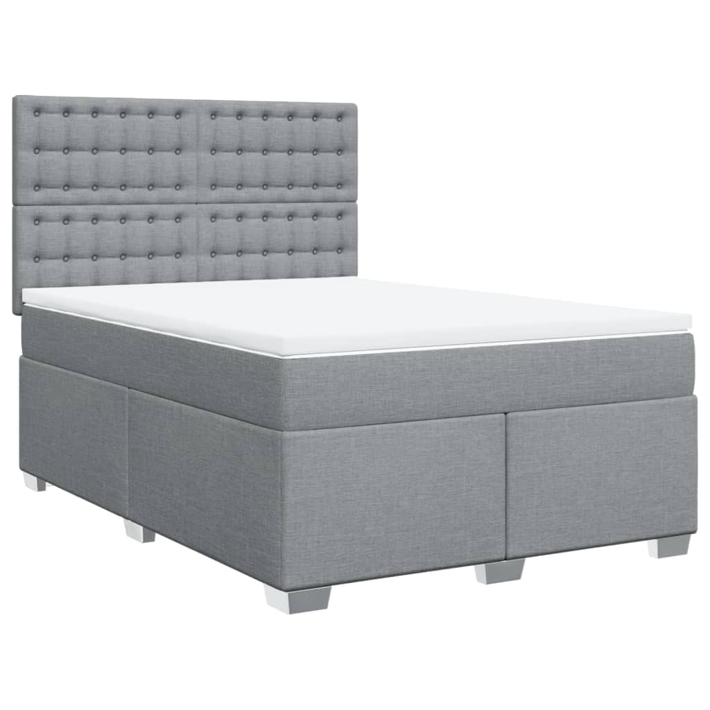 vidaXL Boxspring met matras stof lichtgrijs 160x200 cm afbeelding
