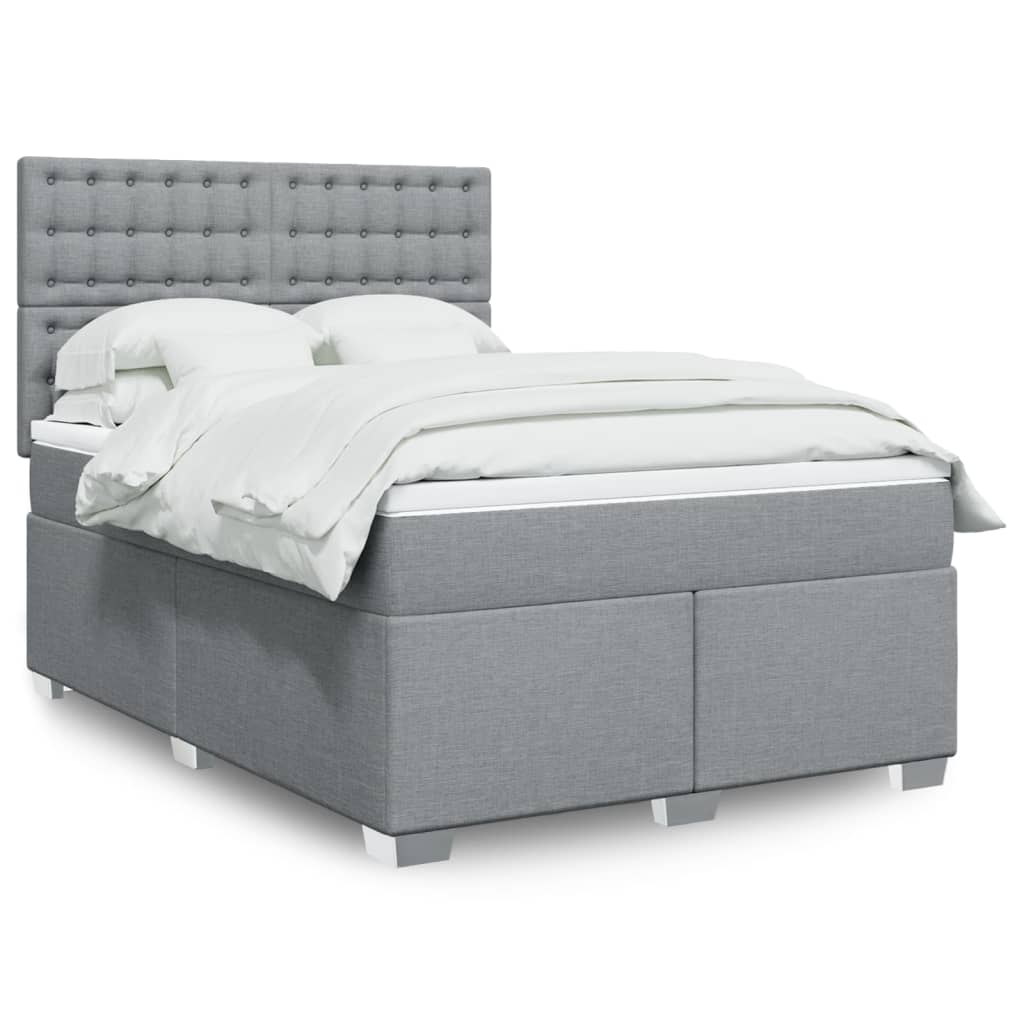 Boxspringbett mit Matratze Hellgrau 160×200 cm Stoff