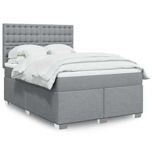 Box spring postel s matrací světle šedá 160 x 200 cm textil - obrázek 1
