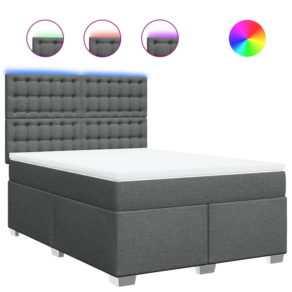 vidaXL Box spring postel s matrací tmavě šedá 160x200 cm textil