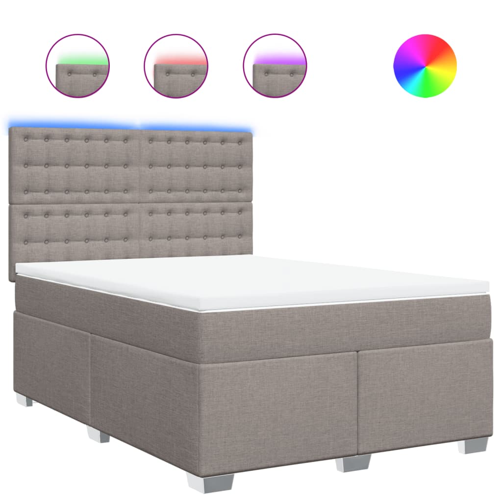 vidaXL Boxspring met matras stof taupe 160x200 cm, foto 3