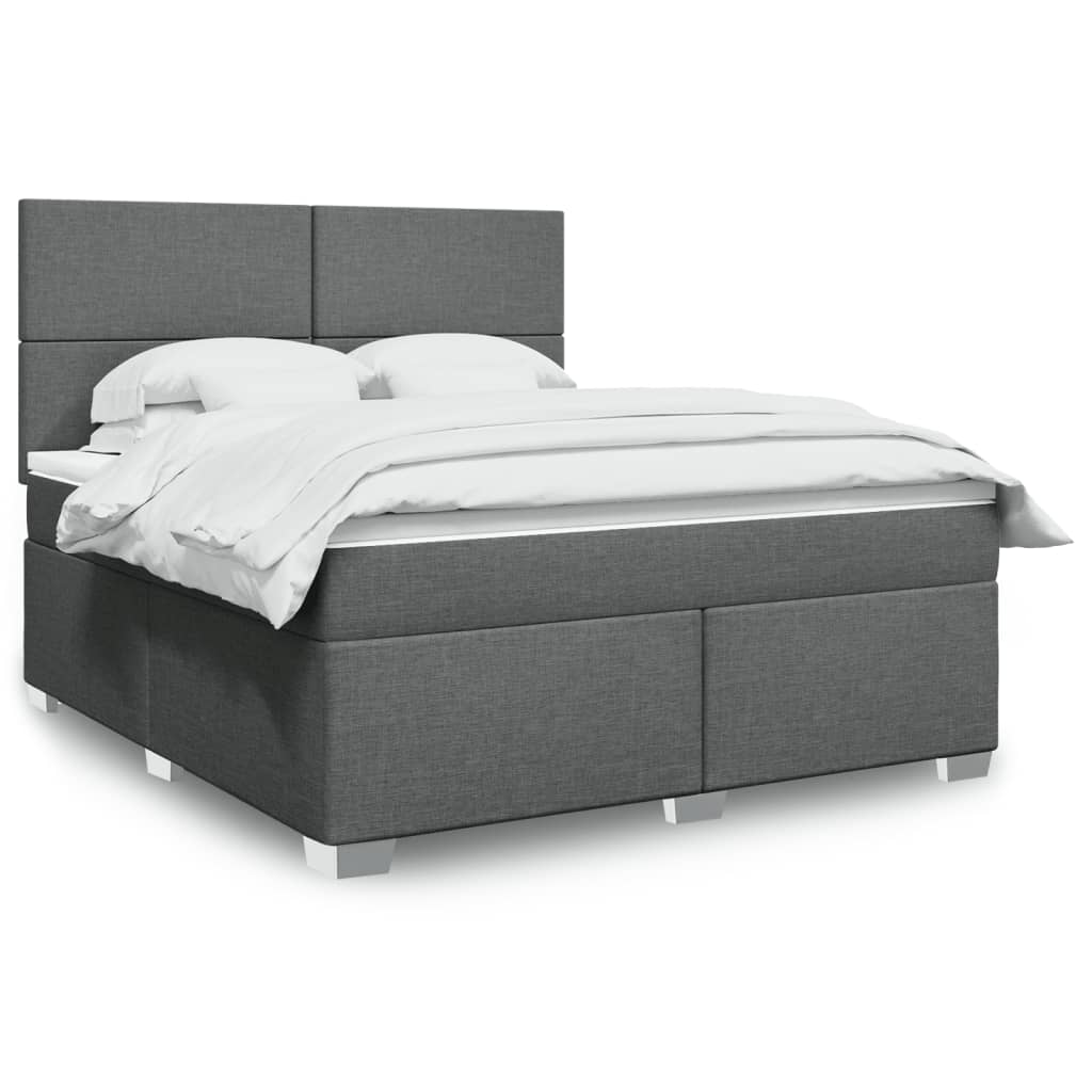 Boxspringbett mit Matratze Dunkelgrau 180×200 cm Stoff