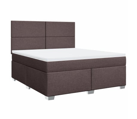 vidaXL Boxspringbett mit Matratze Dunkelbraun 180x200 cm Stoff