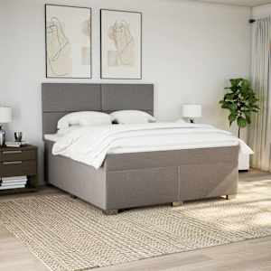 Box spring postel s matrací taupe 180x200 cm textil - obrázek 4