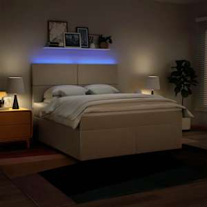 Box spring postel s matrací krémová 180x200 cm textil - obrázek 5
