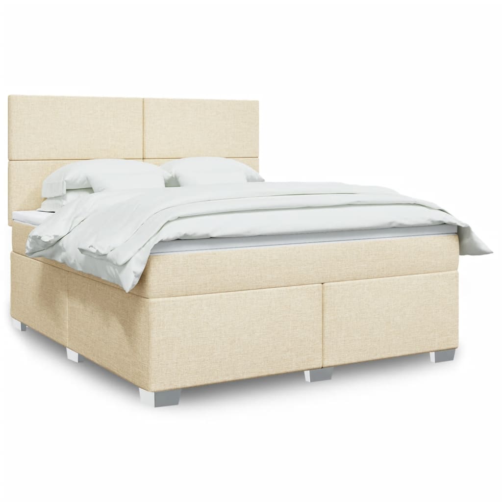 Boxspringbett mit Matratze Creme 180×200 cm Stoff