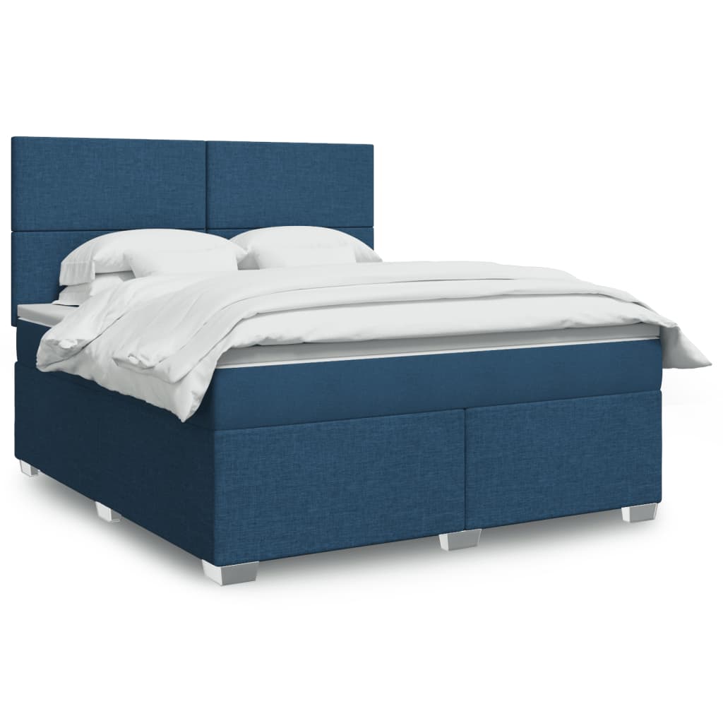 Boxspringbett mit Matratze Blau 180×200 cm Stoff