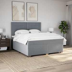 Box spring postel s matrací světle šedá 180 x 200 cm textil - obrázek 4