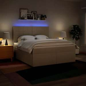 Box spring postel s matrací krémová 180x200 cm textil - obrázek 5