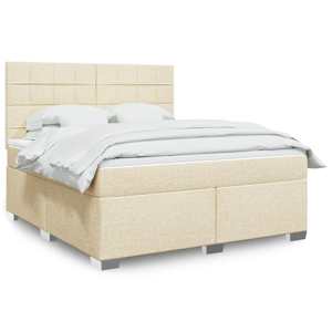 Box spring postelja z vzmetnico krem 180x200 cm blago