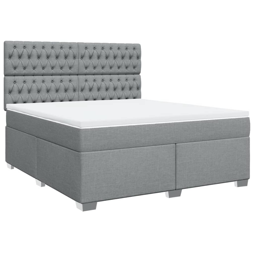 vidaXL Boxspring met matras stof lichtgrijs 180x200 cm afbeelding
