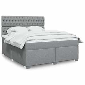 Box spring postel s matrací světle šedá 180 x 200 cm textil - obrázek 1