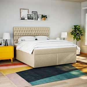 Box spring postel s matrací krémová 180x200 cm textil - obrázek 4