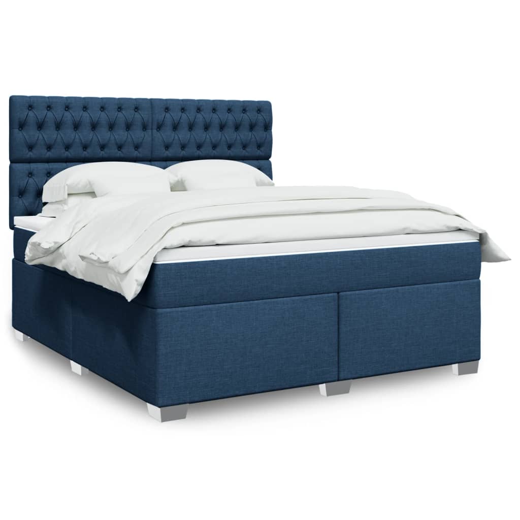 Boxspringbett mit Matratze Blau 180×200 cm Stoff