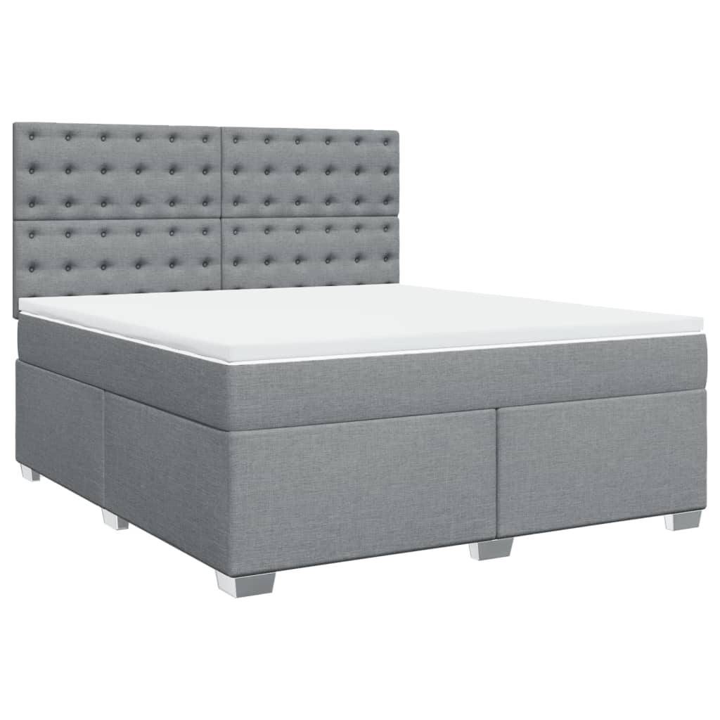 vidaXL Boxspring met matras stof lichtgrijs 180x200 cm afbeelding