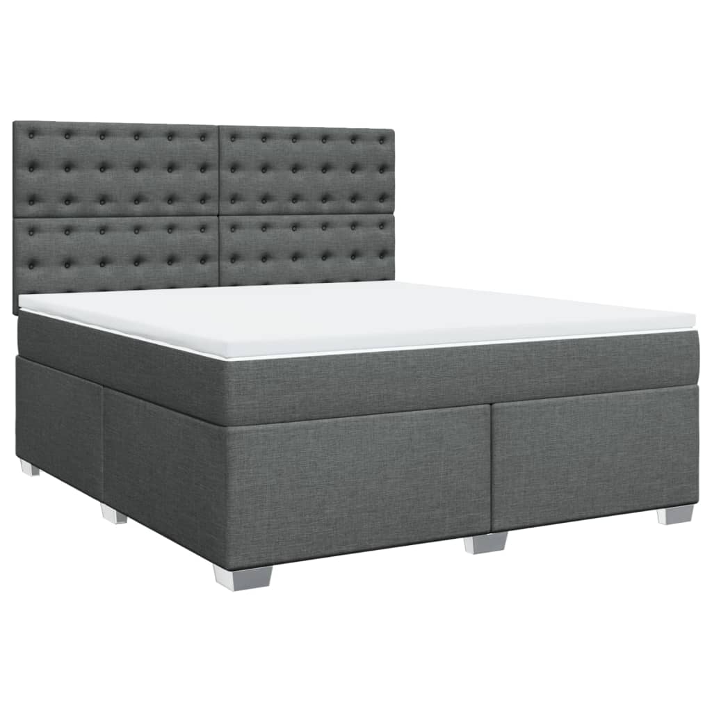 vidaXL Boxspring met matras stof donkergrijs 180x200 cm afbeelding