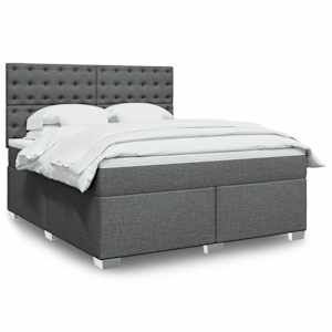 Box spring postel s matrací tmavě šedá 180x200 cm textil - obrázek 1