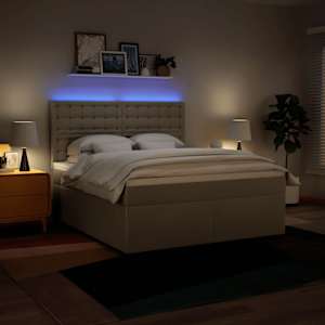 Box spring postel s matrací krémová 180x200 cm textil - obrázek 5