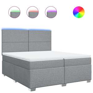 Box spring postel s matrací světle šedá 200 x 200 cm textil - obrázek 2