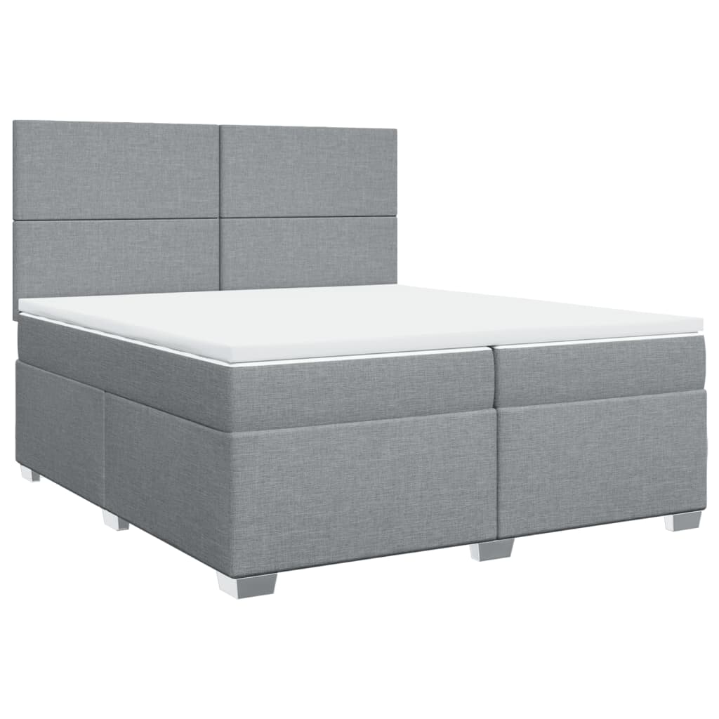vidaXL Boxspring met matras stof lichtgrijs 200x200 cm afbeelding