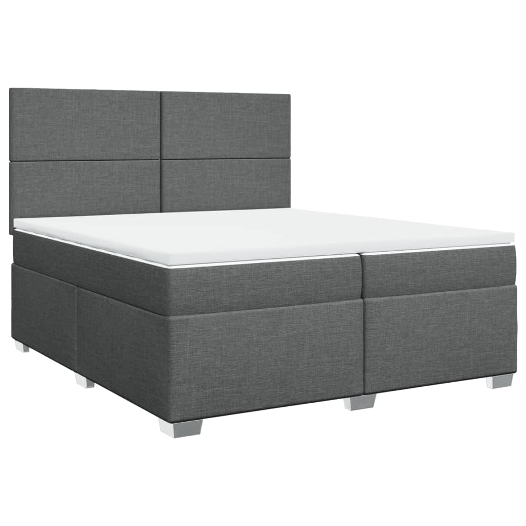 vidaXL Boxspring met matras stof donkergrijs 200x200 cm afbeelding