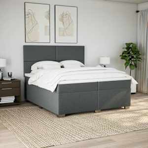 Box spring postel s matrací tmavě šedá 200x200 cm textil - obrázek 4