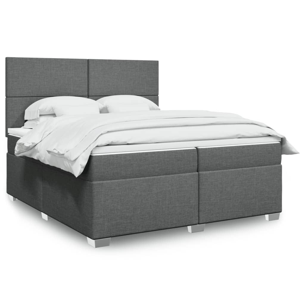 Boxspringbett mit Matratze Dunkelgrau 200×200 cm Stoff