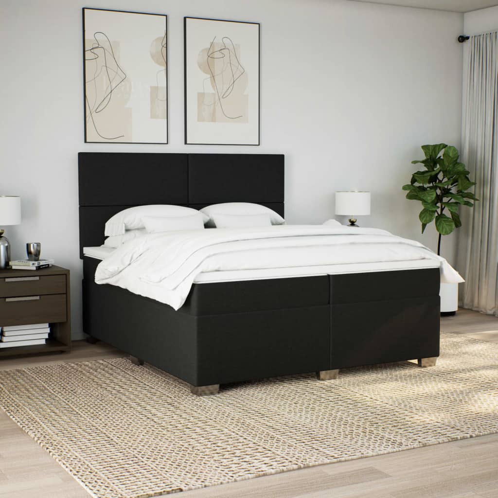 vidaXL Boxspring met matras stof zwart 200x200 cm, foto 2