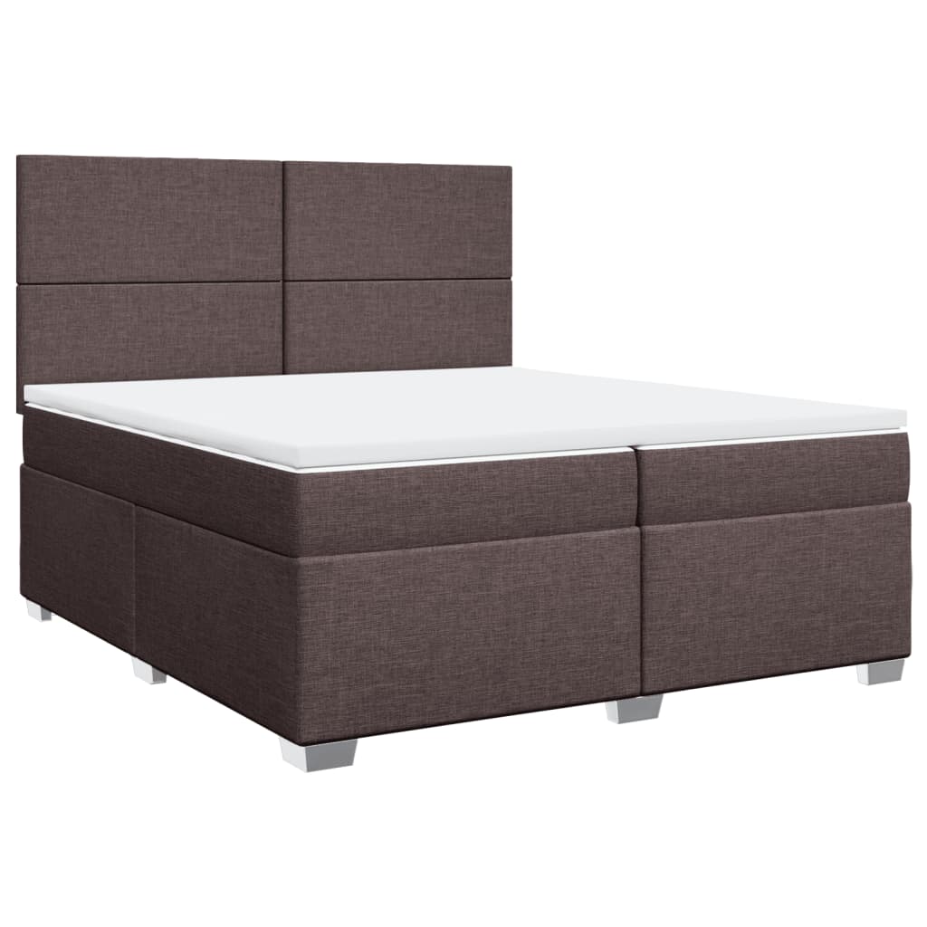 vidaXL Boxspring met matras stof donkerbruin 200x200 cm afbeelding