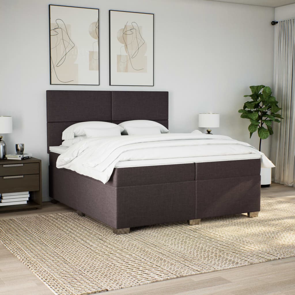 vidaXL Boxspring met matras stof donkerbruin 200x200 cm bruin, foto 2
