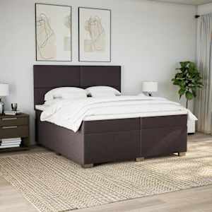 Box spring postel s matrací tmavě hnědá 200x200 cm textil - obrázek 4