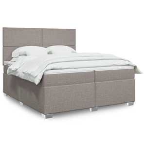 Box spring postelja z vzmetnico taupe 200x200 cm blago