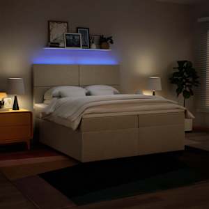 Box spring postel s matrací krémová 200x200 cm textil - obrázek 5