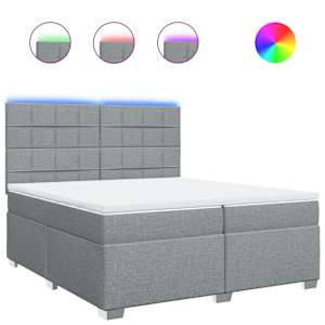 Box spring postel s matrací světle šedá 200 x 200 cm textil - obrázek 2