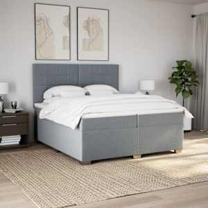Box spring postel s matrací světle šedá 200 x 200 cm textil - obrázek 4