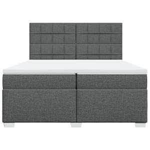 Box spring postel s matrací tmavě šedá 200x200 cm textil - obrázek 6