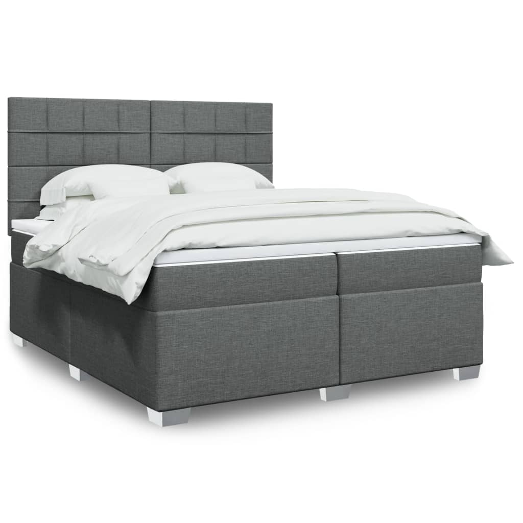 vidaXL Boxspringbett mit Matratze Dunkelgrau 200x200 cm Stoff