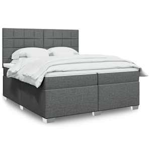 Box spring postel s matrací tmavě šedá 200x200 cm textil - obrázek 1