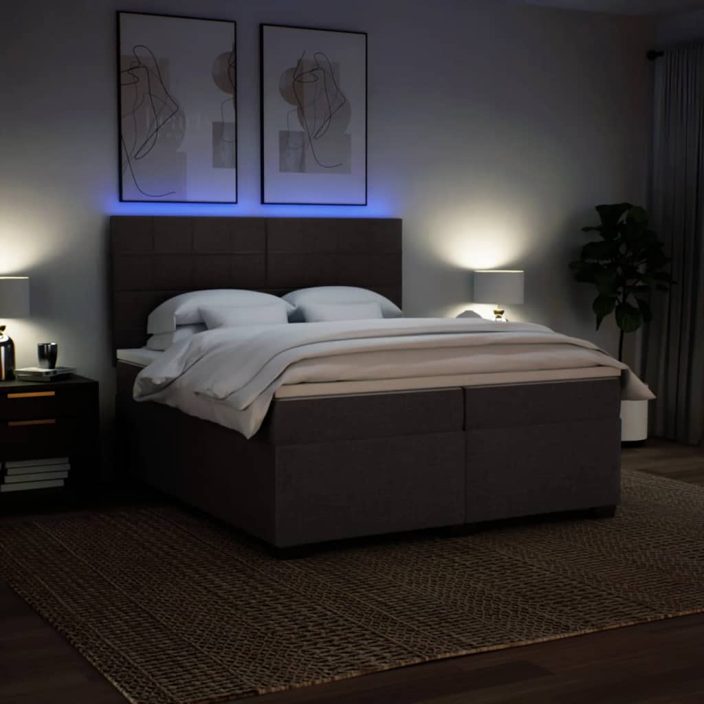 vidaXL Boxspring met matras stof donkerbruin 200x200 cm bruin, foto 4