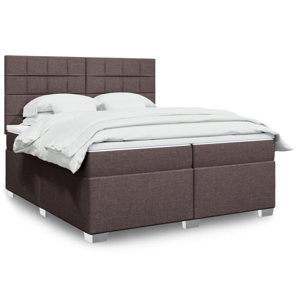 vidaXL Boxspringbett mit Matratze Dunkelbraun 200x200 cm Stoff