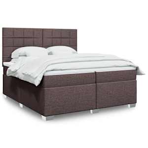 Box spring postel s matrací tmavě hnědá 200x200 cm textil - obrázek 1