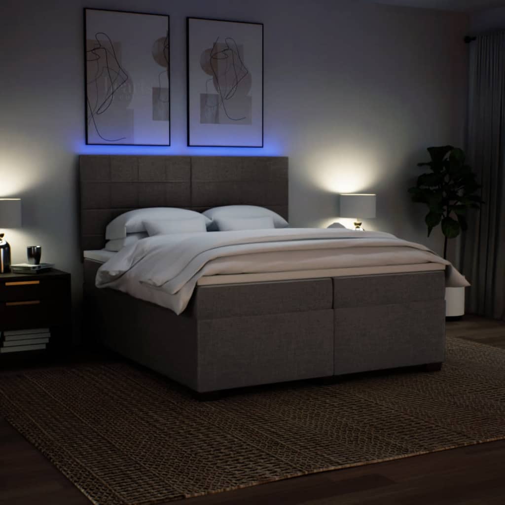 vidaXL Boxspring met matras stof taupe 200x200 cm, foto 4