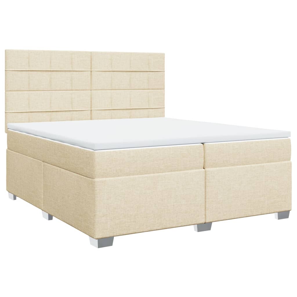 vidaXL Boxspring met matras stof crèmekleurig 200x200 cm afbeelding