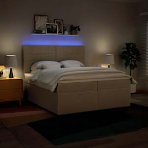 Box spring postel s matrací krémová 200x200 cm textil - obrázek 5