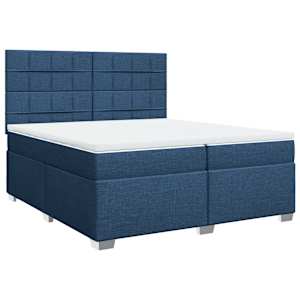 Box spring postel s matrací modrá 200x200 cm textil - obrázek 3