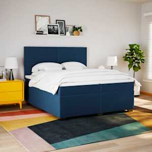 Box spring postel s matrací modrá 200x200 cm textil - obrázek 4